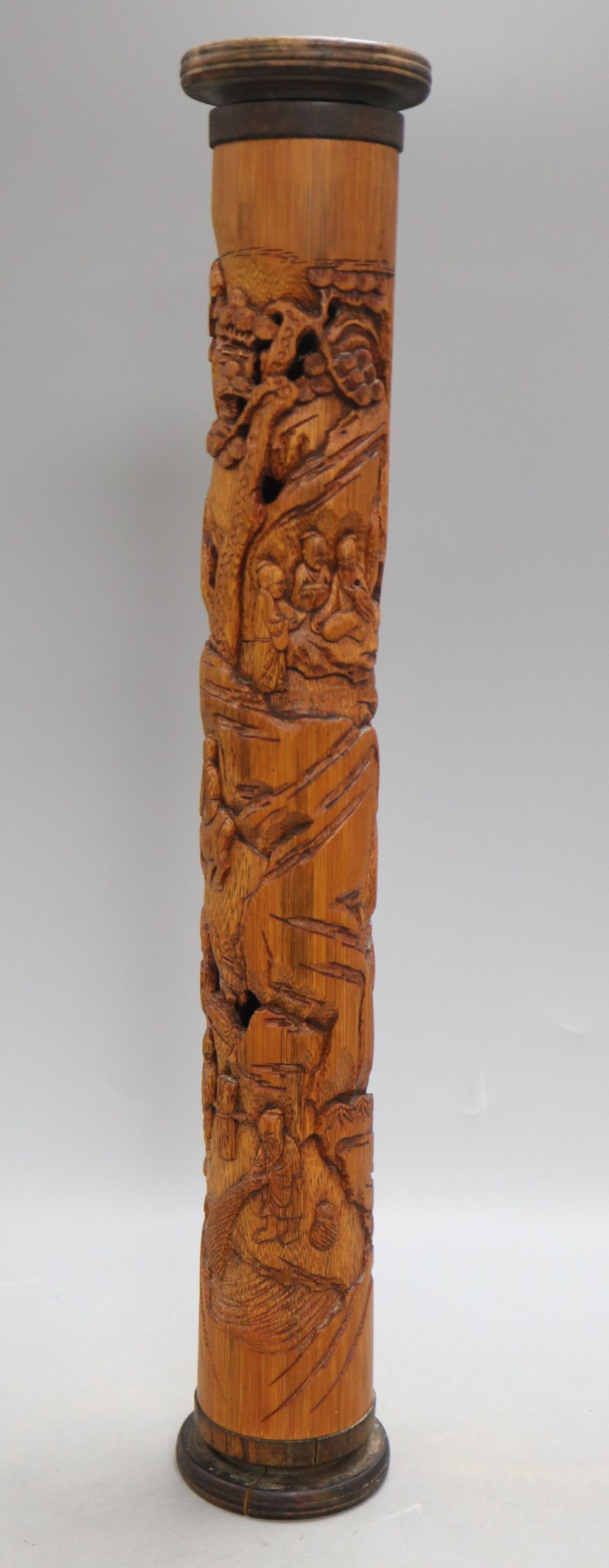 A bamboo scroll case, length 47.5cm
